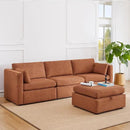 CHITA Modular Sectional Sofa, FSC Certified L Shaped Cloud Couch, Modular Sectional Couch, 112 inch Width,4 Seat Modular Sofa with Storage Ottoman, Terracotta by CozyNest Decor