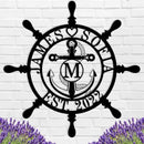 Personalized Ship Wheel Metal Sign, Customized Nautical Wall Decor, Anchor Compass Metal Sign, Family Name Sign, Monogram Wall Decor, Last Name Signs for Home, Housewarming Gift by CozyNest Decor