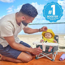 Bright Starts Pop 'N Sit Portable Booster, Indoor/Outdoor Use, Floor Seat with Feeding Tray, Grey, 6 Mos - 3 Yrs by TinyTreasures Baby Boutique