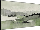 SIGNWIN 46"x72" Extra Large Framed Wall Art Green Line Art Mountain Landscape Illustration for Home Living Room Bedroom Decor (Frame Assembly Required) by CozyNest Decor