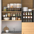 Expandable,Adjustable & Stackable Spice Rack, Cabinet Kitchen Countertop Shelf Organizer,Metal Pantry Storage Shelves - Space-Saving Storage Solution(2Packs/Black/Large) by CozyNest Decor