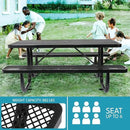 6 ft. Rectangular Outdoor Steel Picnic Table with Umbrella Pole, Heavy-Duty Weather-Resistant Dining Table for Patio, Backyard, and Garden, Rust-Resistant Finish, Black by GreenHaven Gardens