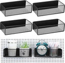 Tioncy 4 Pcs Magnetic Storage Bin Magnetic Locker Organizer for Pegboard Refrigerator Shelves Basket Container Wire Storage Holder for Kitchen Home Whiteboard(Black,10.6''l) by CozyNest Decor
