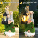 Garden Gnome with Squirrel Outdoor Statue,Flocked Gnome Statue Holding Lantern with Solar Lights,Outdoor Gnomes Decorations for Yard Patio Lawn Porch,Gifts for Mom by GreenHaven Gardens