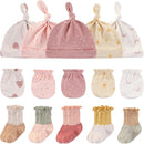 Baby Hats Mittens and Socks Set Cotton Newborn Hat Beanie Soft Infant Girls Boys Caps Gloves 0-6 month by TinyTreasures Baby Boutique