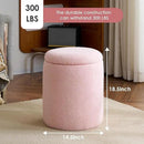 YFO Round Ottoman with Removable Lid Upholstered, Multifunctional Vanity Chairs for Makeup, Soft Footrest Stool Ottoman Foot Stool for Living Room, Bedroom, Boucle, Pink by CozyNest Decor
