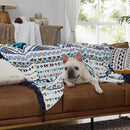 CASAAGUSTO Boho Throw Blanket - Blue and White Decorative Blankets with Tassel, Printed Flannel Bohemian Blanket for Chair, Bed, Sofa, Couch(50 * 60, Blue and White) by CozyNest Decor