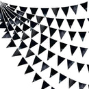 Black Party Decorations Triangle Pennant Banner Flag Black Metallic Fabric Bunting Garland for Graduation Birthday Wedding Engagement Bachelorette Holiday Halloween Celebration Hen Party Supplies by GreenHaven Gardens