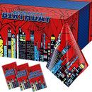Oudain 3 Pcs Spider Tablecloth 108 x 54 in Red and Blue Plastic Disposable Table Covers City Web Theme Birthday Party Decorations Large Table Cloths for Party Indoor Outdoor (Birthday) by CozyNest Decor