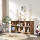 Farmhouse 8 Cube Bookshelf, Storage Organizer Bookcase, Kids Toy Storage Cabinet, Long Bookshelves Storage Organizer Shelf, Wood Display Cabinet Book Shelves for Bedroom,Living Room, Natural Oak by CozyNest Decor