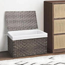 Wicker Storage Basket with Lid, 42.3 Gallon (160L) Large Blanket Basket with Lid, Woven Storage Bin with Handles, Removable Liner, Metal Frame, Foldable, for Bedroom, Laundry Room, Grey by CozyNest Decor