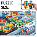 Jumbo Floor Puzzle for Kids,City Transportation Jigsaw Large Puzzles,48 Piece City Life Vehicle Puzzle for Toddler Ages 3-5,Children Learning Preschool Educational Toys,Gift for 4-8 Years Old by TinyTreasures Baby Boutique