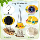 Mushroom Solar Bird Feeders for Outdoors Hanging Metal Wild Bird Feeder Garden Lantern with S Hook for Garden Decoration Yellow by CozyNest Decor