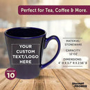 DISCOUNT PROMOS Custom Glossy Ceramic Latte Coffee Mug 12 oz. Set of 10, Personalized Bulk Pack - Perfect for Tea, Espresso, Cappuccino, Hot Cocoa - Blue by CozyNest Decor