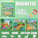 Magnetic Puzzles for Toddlers 3-5 , 75-Pieces Travel Toys , Dinosaur Puzzles Ages 4-6, Educational Learning Magnets, Road Car Trip & Airplane Activities Toys for 3 4 5 6 7 Girls Boys Gift by TinyTreasures Baby Boutique