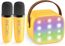 YLL Mini Karaoke Machine for Kids Adults, Portable Bluetooth Speaker with 2 Wireless Microphones, Birthday Gifts Toys for Girls Boys Ages 3, 4, 5, 6, 7, 8, 9,10,11,12+ Years Old Toddler (Yellow) by TinyTreasures Baby Boutique