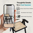 Rattan Dining Chairs Set of 2, Farmhouse Wicker Dining Chairs with Cane Seat Accent Armchair for Dining Room Kitchen Restaurant, Walnut by CozyNest Decor