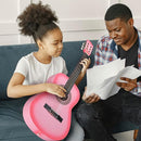 ADM Beginner Acoustic Classical Guitar 36 Inch Nylon Strings Wooden Guitar Bundle Kit for Kid Boy Girl Student Youth Guitarra Online Lessons with Gig Bag, Strap, Tuner, Strings, Picks, Pink by TinyTreasures Baby Boutique