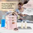 Breastmilk Cooler Bag with Ice Pack & Pacifier Case, Large Double Layer Insulated Baby Bottle Cooler Fits 6 Bottles, Breast Pump Storage Bag for Working Nursing Moms, with Gift Box by TinyTreasures Baby Boutique