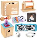 Montessori Toys for Babies 0-6 Months, 9 in 1 Learning Educational Sensory Toys for Newborn 0-3-6 Months, Includes High Contrast Cards, Baby Tissue Box Toy, Spinning Drum, Teether and More by TinyTreasures Baby Boutique