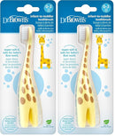 Dr. Brown's Infant-to-Toddler Training Toothbrush, Soft for Baby's First Teeth, Giraffe, 0-3 Years (Pack of 2) by TinyTreasures Baby Boutique