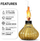 Deco Window Pack of 3 Table Torch for Indoor Outdoor Citronella Oil Tabletop Glass Lamp Landscape Yellow Lantern with Fiberglass Wick & Cap for Patio Garden Yard Party Decor Light by GreenHaven Gardens