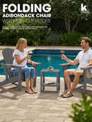 KINGYES Folding Adirondack Chair Set of 4, Dual Cup Holders & All-Weather HDPE, Wood-Like Patio Chair for Backyard, Camping, Pool & Fire Pit, Grey by GreenHaven Gardens