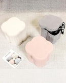 B FSOBEIIALEO Storage Ottoman Cube, Flowers Shaped Ottomans with Storage Foot Stool Footrest for Lving Room, Boucle Ottoman Seat for Dorm Room,Faux Teddy Fur, Cream White 12.6"x12.6"x12.6" by CozyNest Decor