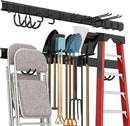 Garage Tool Storage Rack, Heavy Duty Garage Storage Organizer Rack System Wall Mounted Tool with 12 double hooks, 4 rails Garden Tool Rack by GreenHaven Gardens