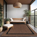 Bordered Outdoor Rug 9x12 Washable Outside Carpet for Indoor Patio Porch Waterproof Easy Cleaning Non Shedding Area Rugs Nut Brown - Black 9 x 12