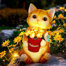 GIGALUMI Solar Garden Decor Flower Pot Cat Statues Outdoor, Birthday Gifts for Women Mom Grandma Senior Elder, Cat Ornament for Balcony, Garden, Patio, Yard, Lawn by CozyNest Decor