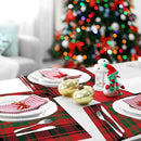 Christmas Placemats Set of 6 Red and Green Plaid Plastic Table Mats Recyclable Place Mats Washable Farmhouse Holiday Table Decoration for Indoor Outdoor Christmas Party Kitchen Dining by CozyNest Decor