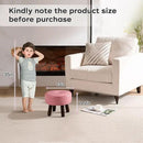 Small Foot Stool Round Pouf Ottoman, 13'' Leather Foot Rest with Non-Skid Rubber Legs, Foolstool Ottomans for Couch, Sofa Footrest Step Stool for Living Room Bedroom Entryway Office, Pink by CozyNest Decor