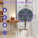 Artificial Lavender Topiany Ball Trees Set of 2,17” Resistant Fake Evergreen Shrubs with Ground SpilRealistic Outdoor Indoor Plants for Garden Porch Maintenance-Free Potted by GreenHaven Gardens