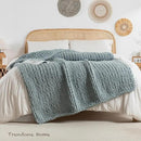 Chunky Knit Blanket Throw, 100% Hand Knit Throw Blanket Handmade Chenille Cable Knit Throw for Couch, Stylish Cozy Soft Rope Knot Crochet Blanket for Home Decor, Chambray Blue, 50x60 Inches by CozyNest Decor