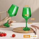 Green Wine Glasses Set of 6-12oz Green Long Stem Wine Glass Cups, Pretty Crystal Glassware, Hand Blown Goblets Drinkware, Unique Drinking Stemware Holiday Gift Set by CozyNest Decor