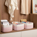 Storage Baskets for Organizing 3 Pack, Woven Baskets for Shelves, Closet Organizer Bins Empty Gift Basket Toy Storage for Toys, Books, Towels, Clothes, 15"x11.42"x6.7", Pink by TinyTreasures Baby Boutique