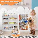 Kids Toy Storage Organizer with 3 Removable Plastic Bins Toddler Montessori Bookshelf with Stuffed Animal Net Holder Baby Bookcase Plush Organizer for Playroom, Bedroom,Kids Room,Classroom,Nursery by CozyNest Decor