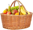 Wicker Picnic Basket with Double Folding Handles, Natural Large Willow Hamper Empty Basket Cheap Easter Eggs Candy Storage Wine Basket for Toy, Flower, Wedding（Red 16inch） by GreenHaven Gardens