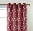 MIUCO Moroccan Embroidered Semi Sheer Curtains Faux Linen Grommet Window Curtains for Bedrooom 52 x 84 Inch 2 Panels, Burgundy by CozyNest Decor