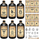 Uiifan 31 Pcs Halloween Potion Bottles Set Including Glass Apothecary Bottles with Cork Stickers and Pendants Halloween Decorations Indoor Party Supplies(Black,16 oz) by CozyNest Decor