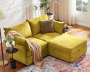 Oversized Loveseat Sofa, Modern Modular Sectional Couch Yellow Fluffy Chenille Mid Century 2-Seat 24.5" Deep Seat for Apartment, Living Room, Bedroom by CozyNest Decor