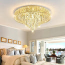 Modern Crystal Chandeliers for Dining Room LED Light Fixture Close to Ceiling Chandelier Flush Mount Ceiling Light Dimmable Lamp with Remote for Living Room Bedroom Hallway by CozyNest Decor