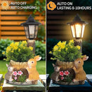 Solar Bunny Garden Stalue Outdoor, Rabbits Figurine Flowerpot Decolwith Solar Lantem for Yard Art Lawn Ornaments Porch Patio Balcony - Gardening Gifts for Women Mom by GreenHaven Gardens