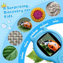 Kids Magnifying Glass Educational Science Kit - Mini LED Pocket Microscope for Kids(3-10 Years) - Durable Design - Ideal Gift for Girls (Blue) by TinyTreasures Baby Boutique