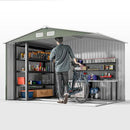 Outsunny 9' x 6' Outdoor Storage Shed, Garden Tool Metal Shed with Foundation Kit, Double Lockable Door, Air Vents and Sloping Roof, for Backyard, Patio, Lawn, Green by GreenHaven Gardens