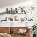 Fun Memories Farmhouse Floating Shelves - 8 Inch Deep Rustic Wood Wall Shelf - Premium Solid Pine Wood Storage Shelf for Kitchen Living Room Bedroom - 30" W x 8" D - Set of 2 - White by CozyNest Decor