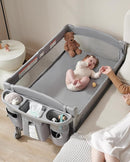 AirClub 4 in 1 Baby Bassinet Bedside Sleeper, 4 Functions Crib, Playard, Portable Changing Table, Bassinet for Newborn Baby, Bedsaide Bed w/Wheels&Brakes by TinyTreasures Baby Boutique