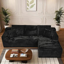 Modular Sectional Sofa Cloud Sectional Couch, 107" Comfy Fluffy L Shaped Black Couches for Living Room, Deep Seat Memory Foam Plush Corduroy Boneless Couch Sectionals with Right Facing Chaise Sofa by CozyNest Decor