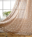 MIUCO Floral Embroidered Semi Sheer Curtains Faux Linen Grommet Curtains for Living Room 52 x 84 Inch 2 Panels Set, Taupe by CozyNest Decor